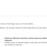 Ukázka rozhraní pro nastavení přístupu k doméně