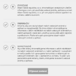 Příklad druhé vrstvy cookie lišty s rozdělením na statistické, preferenční a marketingové.